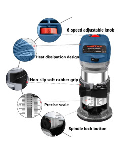 Router Eléctrico Dobetter DBTR700B 1.25HP 6 Velocidades 2
