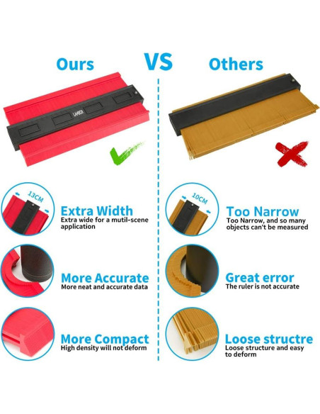 Calibrador de Contorno 25 cm Lambor Studios Rojo Ampliado