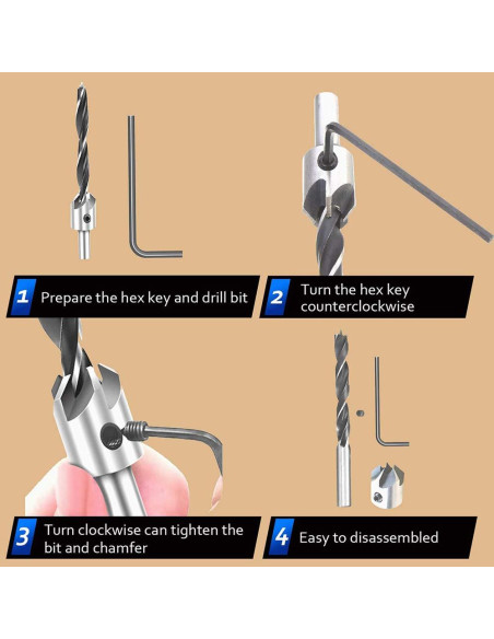 Juego de 23 brocas de avellanado Lukcase para carpintería