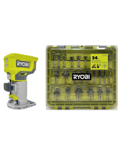 Router de Base Fija RYOBI ONE+ 18V + 24 Brocas para Router