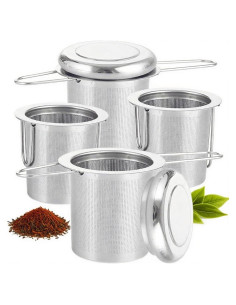 4 Coladores de Té Oungy Acero Inoxidable 304 Mango Plegable