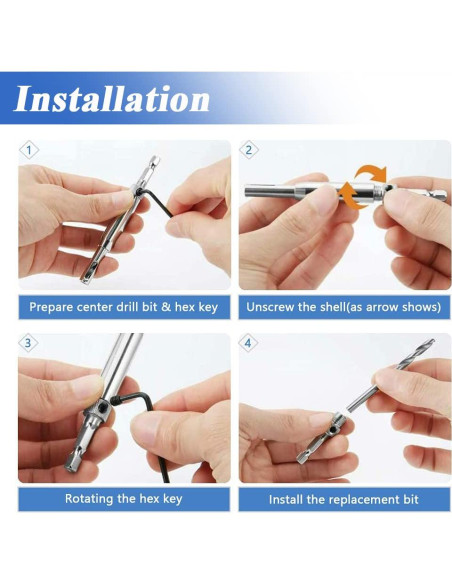 Juego de 4 Brocas HSS Eyech para Bisagras 1,98 a 4,36 mm