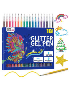 Bolígrafos de Gel Glitter LET'S RESIN, 18 Colores Vibrantes