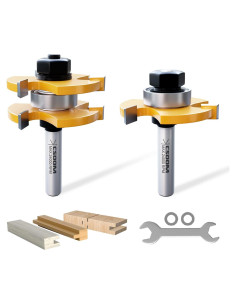 Juego de fresas de lengüeta y ranura CSOOM 2 piezas 1,27 cm