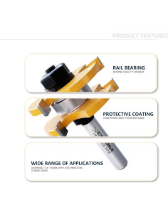 Juego de fresas de lengüeta y ranura CSOOM 2 piezas 1,27 cm 2