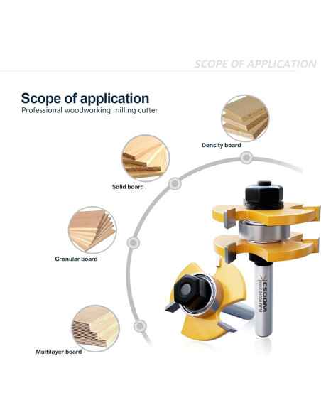 Juego de fresas de lengüeta y ranura CSOOM 2 piezas 1,27 cm