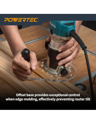 Placa Base Offset POWERTEC para Router 72146 - Acrílico Transparente