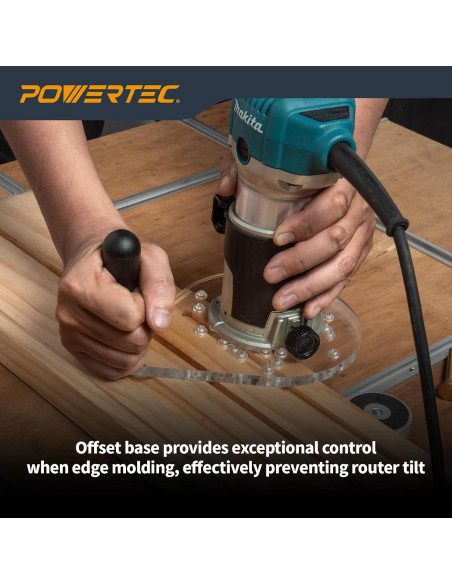 Placa Base Offset POWERTEC para Router 72146 - Acrílico Transparente