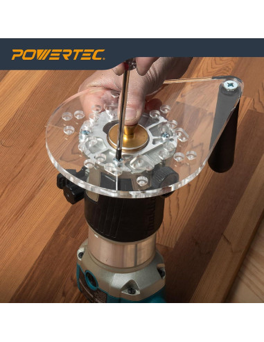 Placa Base Offset POWERTEC para Router 72146 - Acrílico Transparente
