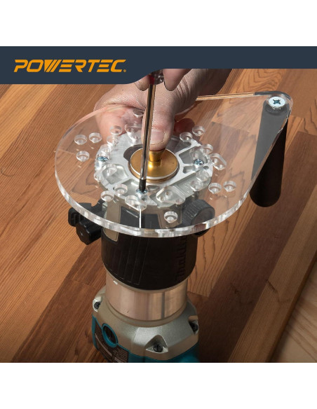 Placa Base Offset POWERTEC para Router 72146 - Acrílico Transparente