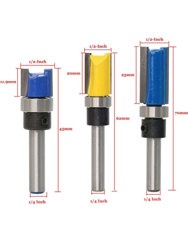 Yakamoz Juego de 3 Piezas Eje Fresadora 6.35mm Carburo