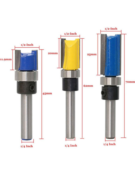 Yakamoz Juego de 3 Piezas Eje Fresadora 6.35mm Carburo