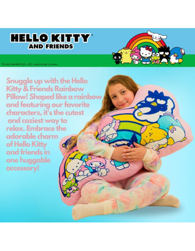 Almohada Corporal Arcoíris Hello Kitty 65x91 cm Suave Peluche