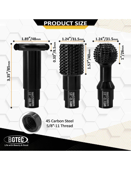 BGTEC Herramientas de Tallado de Madera 3pcs Accesorios