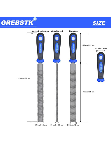 Juego de limas de madera GREBSTK 3 piezas 30.5 cm ergonómico