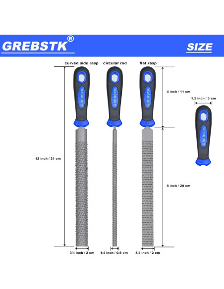 Juego de limas de madera GREBSTK 3 piezas 30.5 cm ergonómico