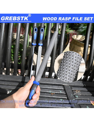 Juego de limas de madera GREBSTK 3 piezas 30.5 cm ergonómico