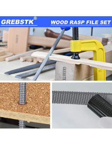 Juego de limas de madera GREBSTK 3 piezas 30.5 cm ergonómico