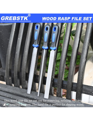 Juego de limas de madera GREBSTK 3 piezas 30.5 cm ergonómico