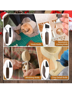 Kit de Tallado en Madera 22PCS con Guantes Anticortes 2