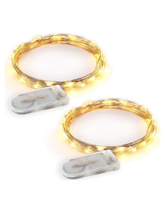 2 Sets Luces de Cuerda LED 20 Lámparas Blanco Cálido RTGS