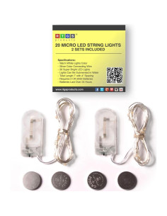 2 Sets Luces de Cuerda LED 20 Lámparas Blanco Cálido RTGS 2