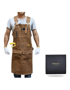 Delantal de Carpintería Weiaola Marrón con 9 Bolsillos