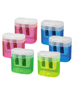 Sacapuntas Doble Orificio ZUFECY 6 Pack Manual Rosa