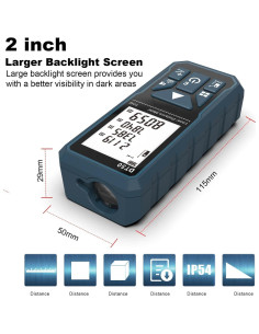 Medidor Láser DTAPE 50.29m con Pantalla LCD Retroiluminada 2