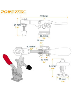 Abrazadera de Palanca POWERTEC 4PK 500 lbs 225D Antideslizante 2