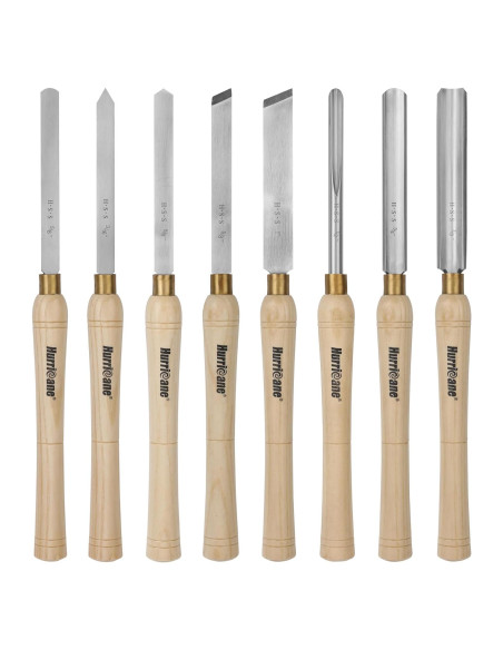 Juego de 8 Cinceles de Torno HURRICANE - Herramientas de Madera