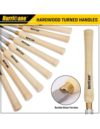 Juego de 8 Cinceles de Torno HURRICANE - Herramientas de Madera