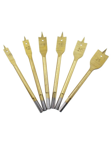 Juego de 6 Brocas Planas TAODAN Acero al Carbono 0,95-2,54 cm