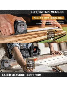 Medidor de cinta láser 3 en 1 Makkey 39.93 m y 4.88 m 2