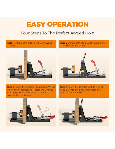 Plantilla de Agujeros de Pocket DOVICK con Brocas y Tope Plantilla de Agujeros de Pocket DOVICK con Brocas y Tope