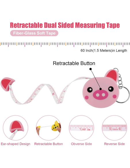 Cinta Métrica BUSHIBU 1.5M Retráctil Doble Cara 3 Pcs