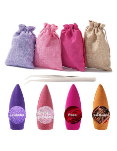 120 Conos de Incienso Retroceso Fasolahome - Lavanda, Sándalo, Rosa, Flor de Cerezo