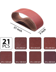 21 Piezas Cintas de Lijado 3x21 Taokyid Granos Variados 2