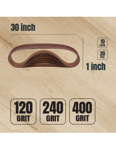 Cintas de Lijado POWERTEC 1x30 cm 120/240/400 Granos 30pk 2