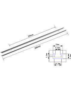 Riel de Deslizamiento en T Oumefar 30 cm Aluminio para Carpintería 2
