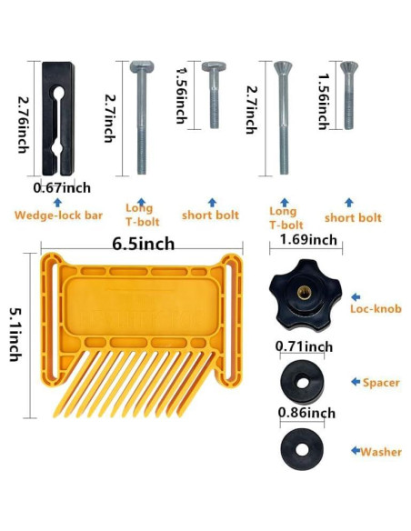Featherboard de Seguridad Zeromall Amarillo 2 Pcs para Carpintería