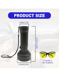 Kit Detección Fugas UV AC RBOKO con Linterna LED y Gafas 2