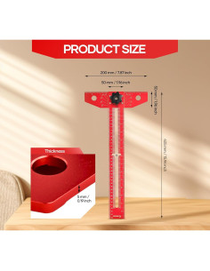 Regla T Saker Ajustable de Aluminio 40 cm con Escala de Ángulo 2