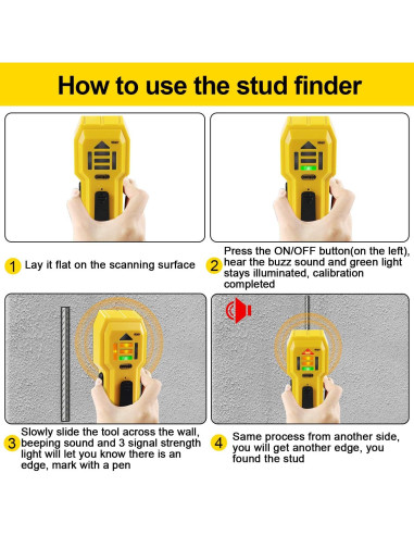 Buscador de Estudio eOUTIL ST102 Detector de Madera y Metal