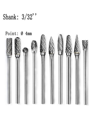 10 Piezas Fresas de Carburo 4x2.35 mm para Dremel