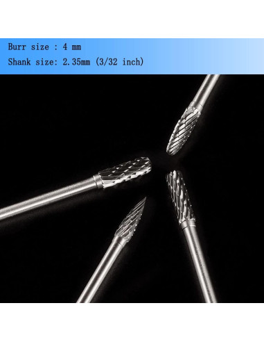 10 Piezas Fresas de Carburo 4x2.35 mm para Dremel