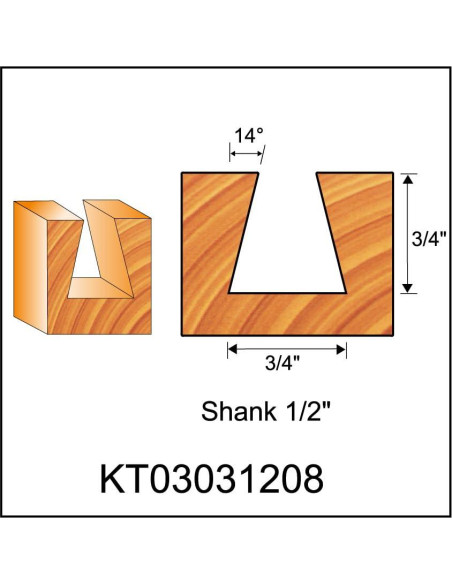 Broca de Router KEENTECH 14 Cola de Milano 12mm Eje
