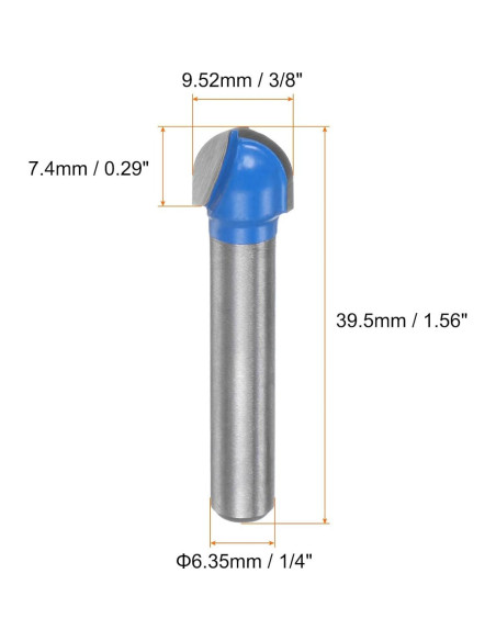 Fresa de Router HARFINGTON 2pcs 9.52mm Carburo Punta Redonda