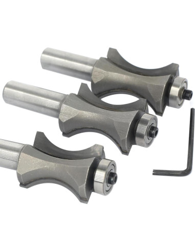 Juego de 3 Fresas de Bisel Convexo Ovalado Akylin 1,27cm