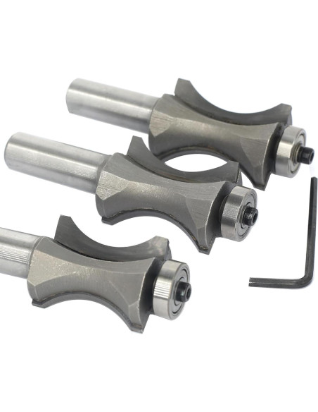 Juego de 3 Fresas de Bisel Convexo Ovalado Akylin 1,27cm